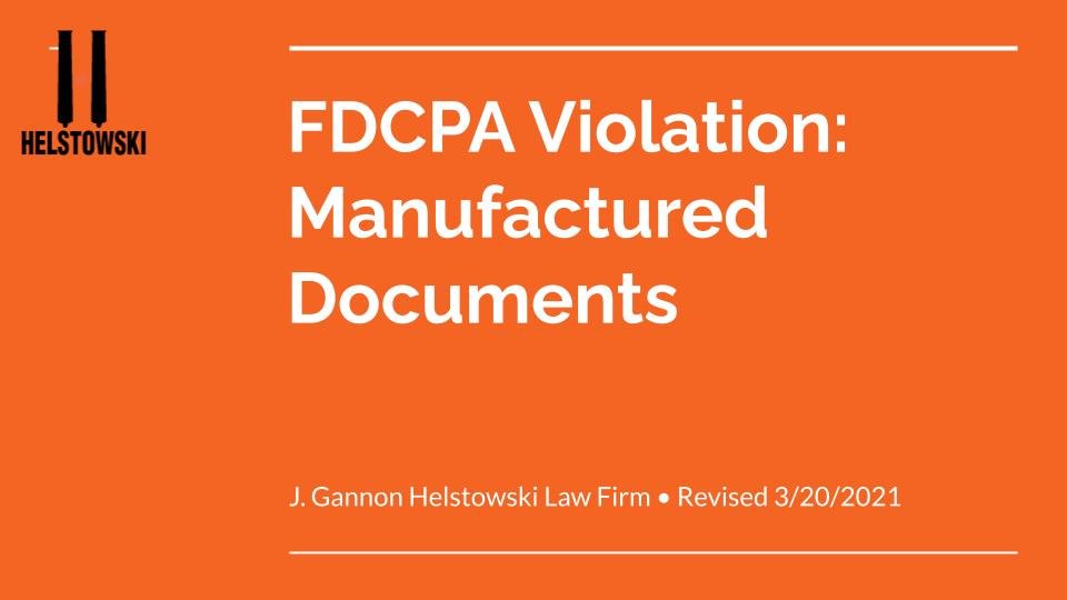 FDCPA Manufactured Documents