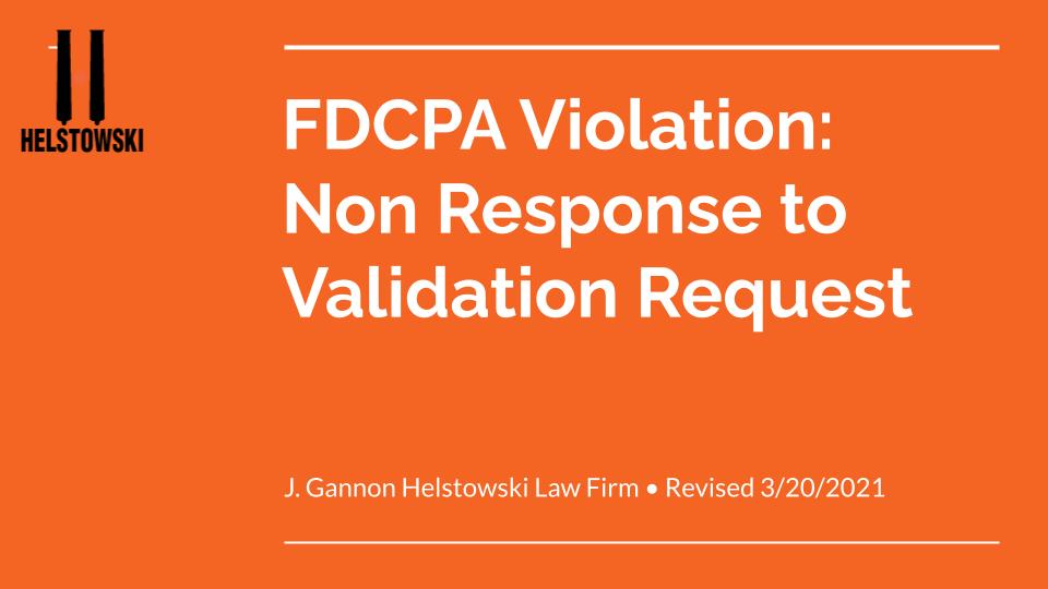 FDCPA Non Response to Validation Request
