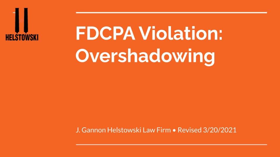 FDCPA Overshadowing