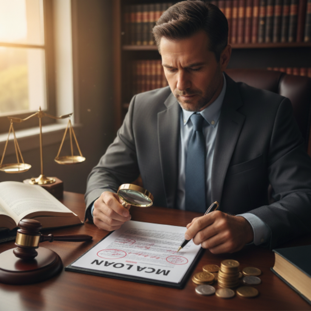 Attorney analysing legal document for problems